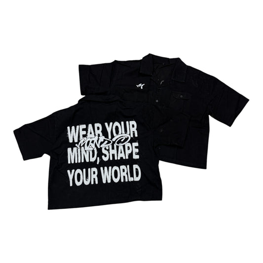 "Stay Locked In" Oversized Button Shirt